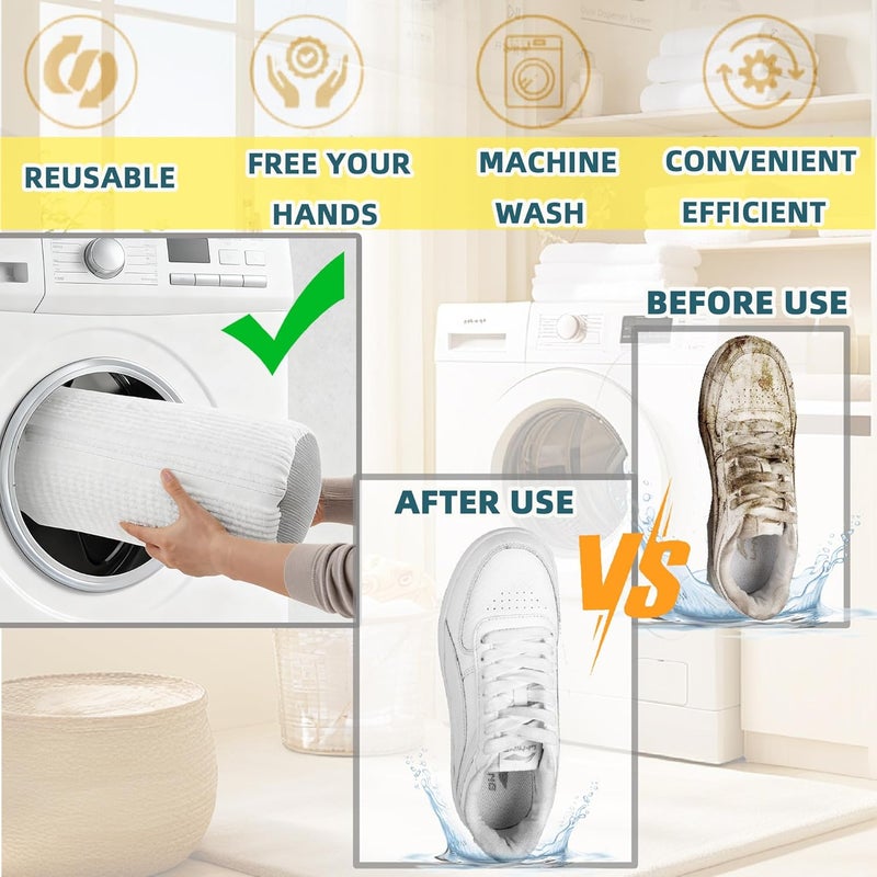 ngfhf Shoe Washing Machine Bag Laundry Shoe Bag for Washer and Dryer Reusable 2pc Shoe Cleaning Bags for Sneakers 360° Deep Cleaning Machine for All Shoes Types With Self-locking Zipper - Image 5
